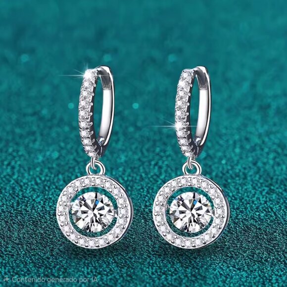 Certified 1ct. t.w. Moissanite Diamond Cushion Halo Drop Hoop Earrings NEW